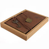 Journal rétro en cuir classique avec clé vierge, cahier